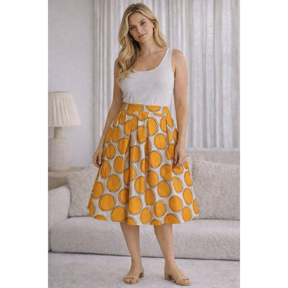 Lane Bryant Midi Geometric Pleated Skirt Womens Plus 24 Office Wedding Formal